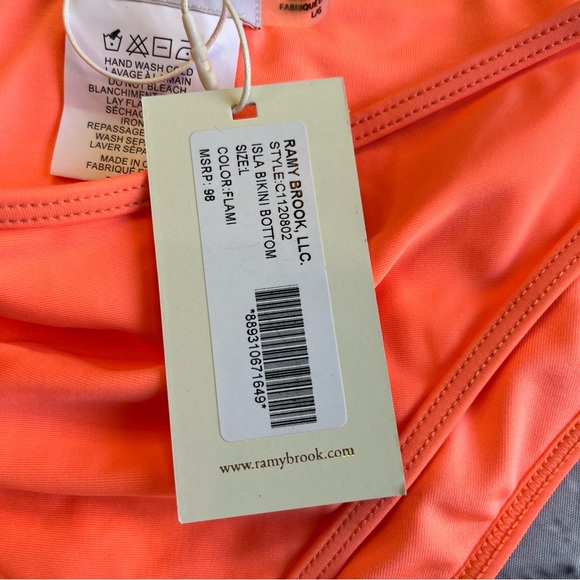 Ramy Brook ISLA BIKINI BOTTOM SIZE Large Brand New NWT $98 Neon Orange Swimwear - Picture 2 of 11